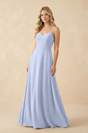 A-Line Chiffon Spaghetti Strap Bridesmaid Dress in Ice - KissProm BRIDESMAID DRESSES