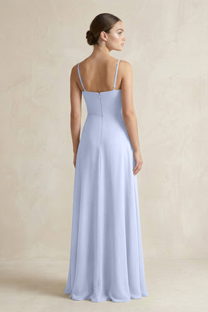 A - Line Chiffon Spaghetti Strap Bridesmaid Dress in Ice - KissProm Bridesmaid Dresses