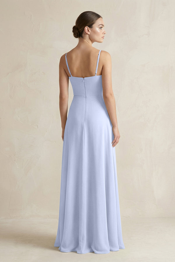 A - Line Chiffon Spaghetti Strap Bridesmaid Dress in Ice - KissProm Bridesmaid Dresses