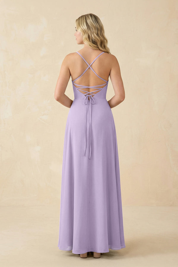 A-Line Chiffon Spaghetti Strap Bridesmaid Dress in Lavender - KissProm BRIDESMAID DRESSES