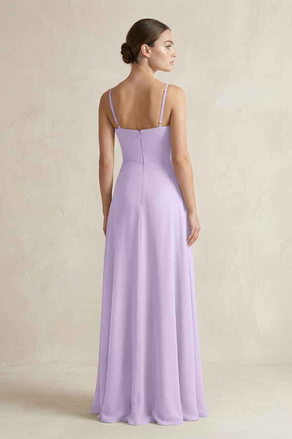 A - Line Chiffon Spaghetti Strap Bridesmaid Dress in Lavender - KissProm Bridesmaid Dresses