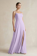 A - Line Chiffon Spaghetti Strap Bridesmaid Dress in Lavender - KissProm Bridesmaid Dresses