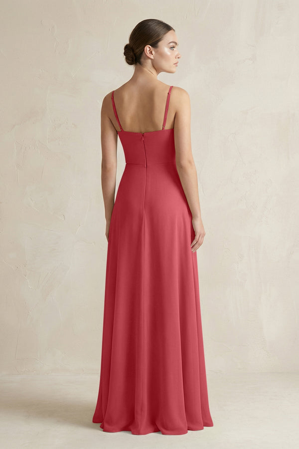A - Line Chiffon Spaghetti Strap Bridesmaid Dress in Merlot - KissProm Bridesmaid Dresses