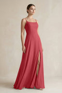 A - Line Chiffon Spaghetti Strap Bridesmaid Dress in Merlot - KissProm Bridesmaid Dresses