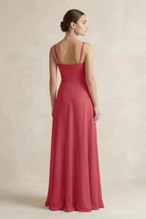 A - Line Chiffon Spaghetti Strap Bridesmaid Dress in Merlot - KissProm Bridesmaid Dresses
