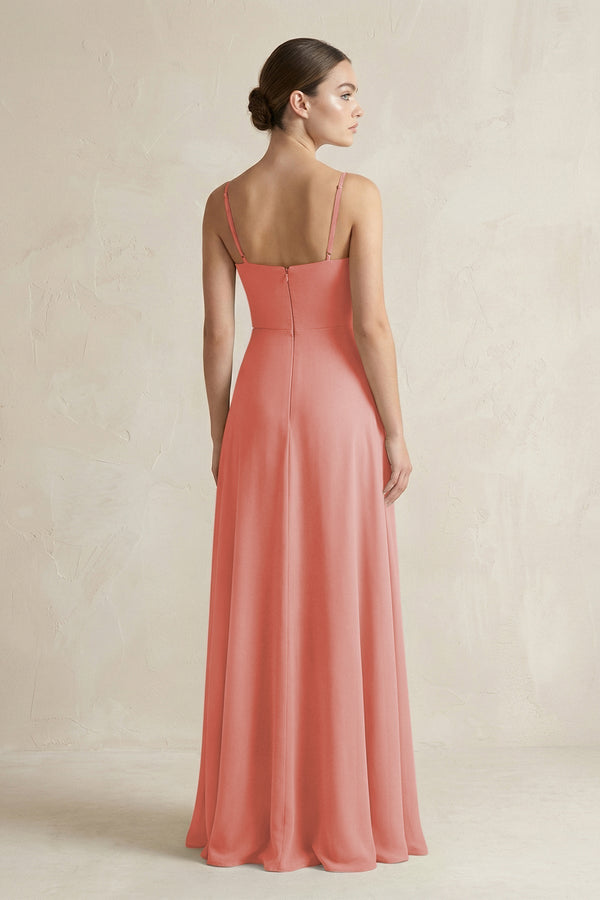 A - Line Chiffon Spaghetti Strap Bridesmaid Dress in Mulberry - KissProm Bridesmaid Dresses