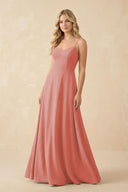 A-Line Chiffon Spaghetti Strap Bridesmaid Dress in Mulberry - KissProm BRIDESMAID DRESSES