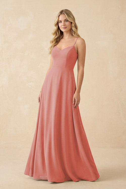 A-Line Chiffon Spaghetti Strap Bridesmaid Dress in Mulberry - KissProm BRIDESMAID DRESSES