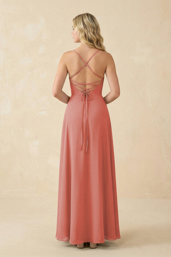A-Line Chiffon Spaghetti Strap Bridesmaid Dress in Mulberry - KissProm BRIDESMAID DRESSES