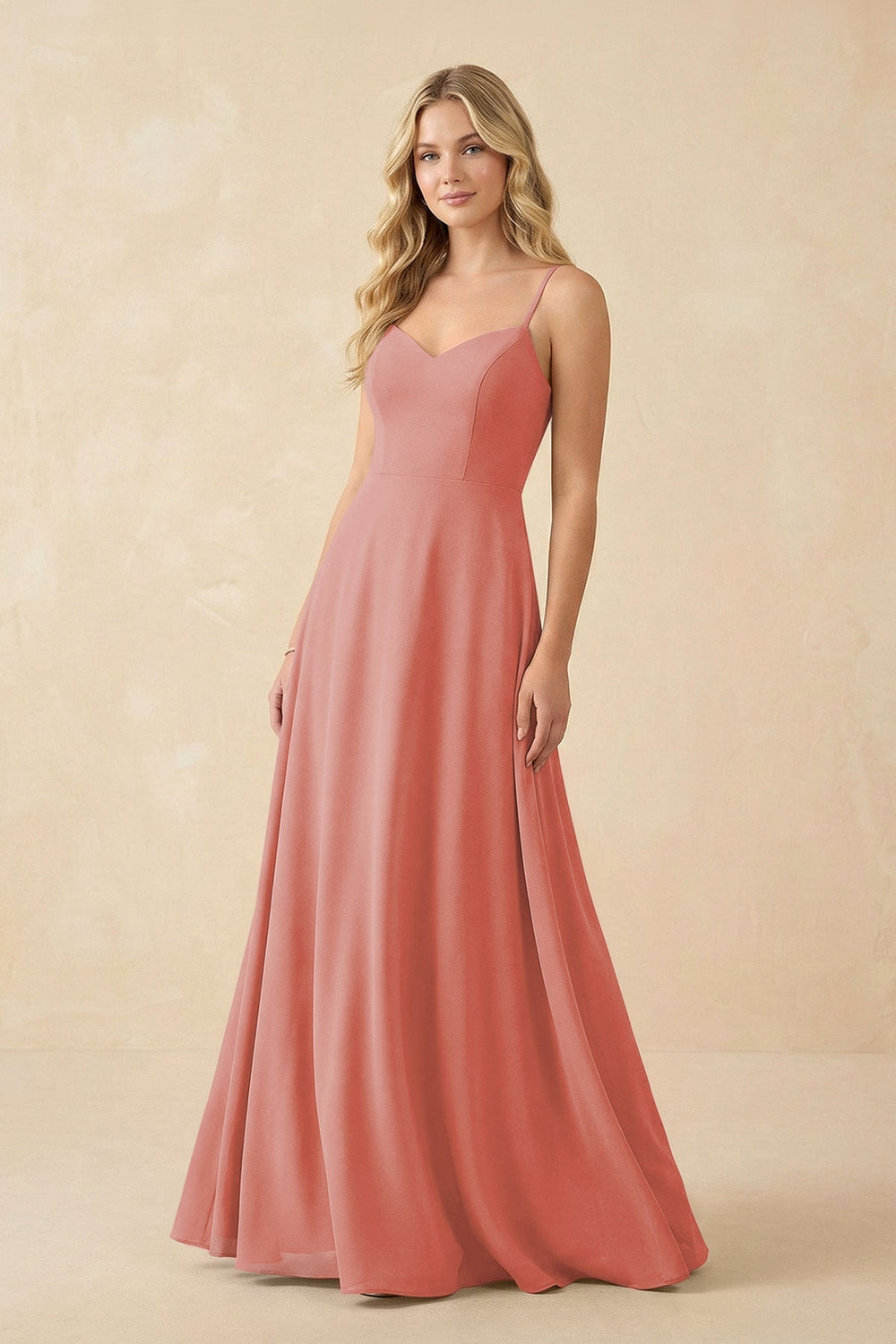 A-Line Chiffon Spaghetti Strap Bridesmaid Dress in Mulberry - KissProm BRIDESMAID DRESSES