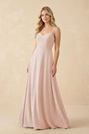 A-Line Chiffon Spaghetti Strap Bridesmaid Dress in Pale Blush - KissProm BRIDESMAID DRESSES