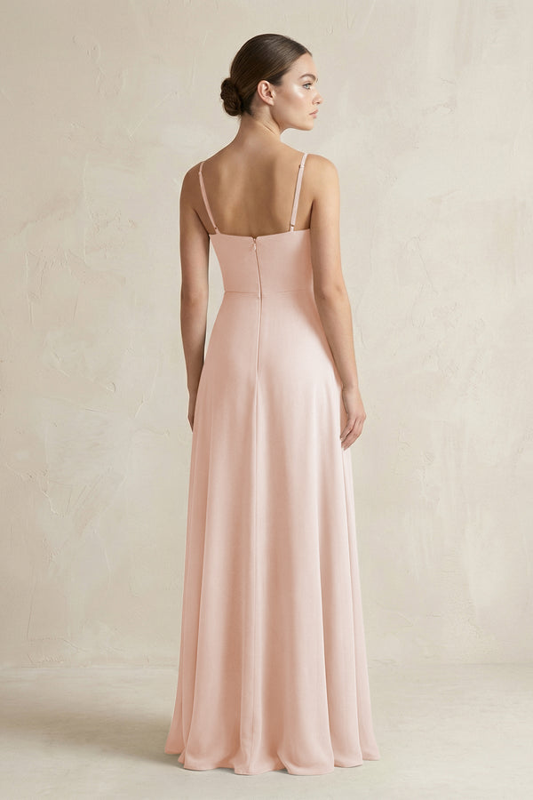 A - Line Chiffon Spaghetti Strap Bridesmaid Dress in Pale Blush - KissProm Bridesmaid Dresses