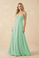 A-Line Chiffon Spaghetti Strap Bridesmaid Dress in Pale Pistachio - KissProm BRIDESMAID DRESSES