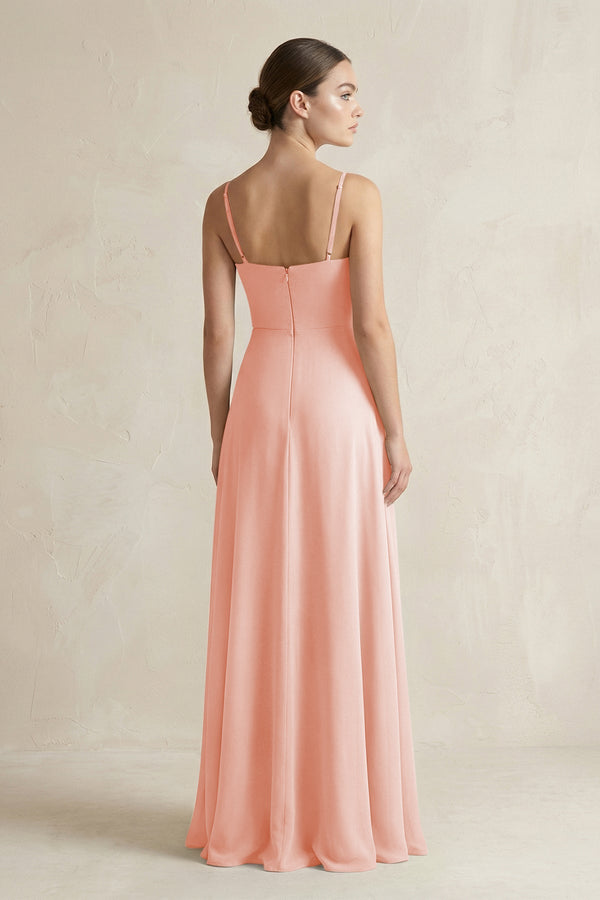 A - Line Chiffon Spaghetti Strap Bridesmaid Dress in Rose Petal - KissProm Bridesmaid Dresses