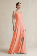 A - Line Chiffon Spaghetti Strap Bridesmaid Dress in Rosette - KissProm Bridesmaid Dresses