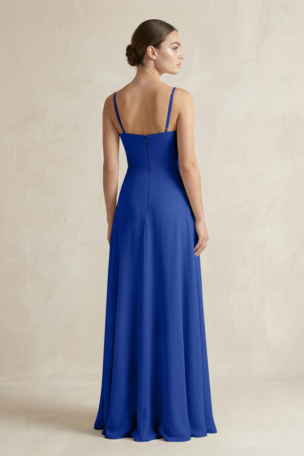 A - Line Chiffon Spaghetti Strap Bridesmaid Dress in Royal Blue - KissProm Bridesmaid Dresses