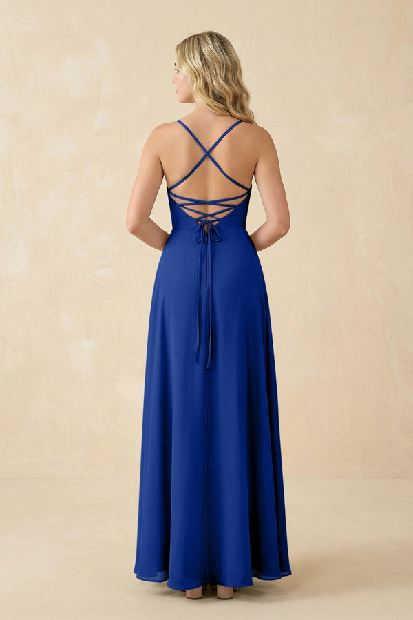 A-Line Chiffon Spaghetti Strap Bridesmaid Dress in Royal Blue - KissProm BRIDESMAID DRESSES