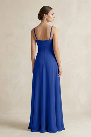 A - Line Chiffon Spaghetti Strap Bridesmaid Dress in Royal Blue - KissProm Bridesmaid Dresses