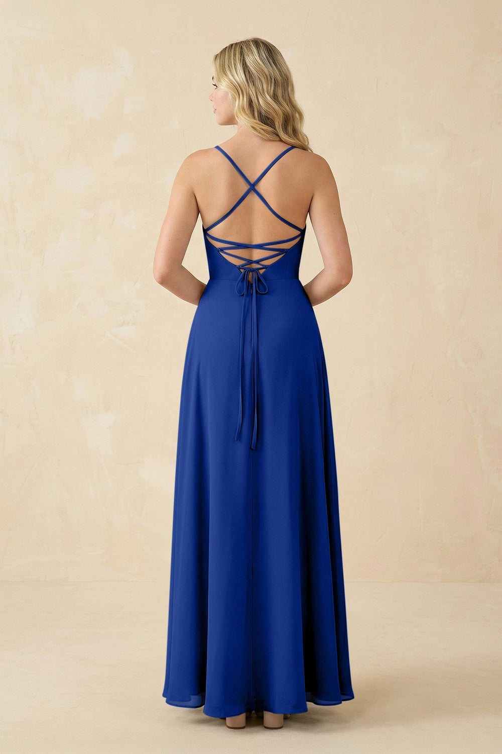 A-Line Chiffon Spaghetti Strap Bridesmaid Dress in Royal Blue - KissProm BRIDESMAID DRESSES