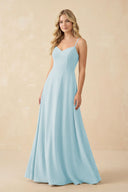 A-Line Chiffon Spaghetti Strap Bridesmaid Dress in Sky Blue - KissProm BRIDESMAID DRESSES