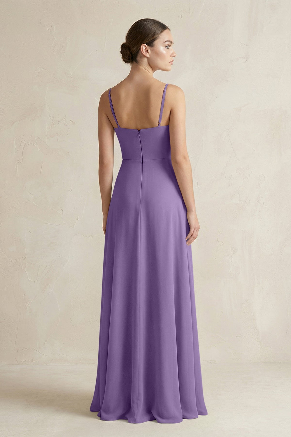A - Line Chiffon Spaghetti Strap Bridesmaid Dress in Tahiti - KissProm Bridesmaid Dresses
