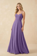 A-Line Chiffon Spaghetti Strap Bridesmaid Dress in Tahiti - KissProm BRIDESMAID DRESSES