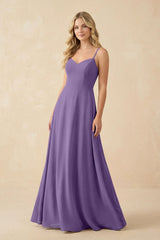 A-Line Chiffon Spaghetti Strap Bridesmaid Dress in Tahiti - KissProm BRIDESMAID DRESSES