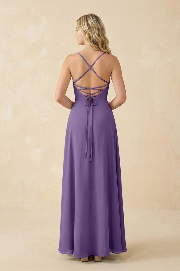 A-Line Chiffon Spaghetti Strap Bridesmaid Dress in Tahiti - KissProm BRIDESMAID DRESSES