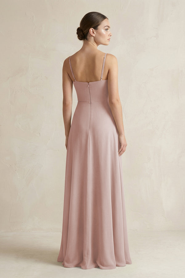 A - Line Chiffon Spaghetti Strap Bridesmaid Dress in Toffee - KissProm Bridesmaid Dresses