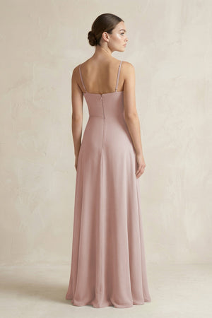 A - Line Chiffon Spaghetti Strap Bridesmaid Dress in Toffee - KissProm Bridesmaid Dresses