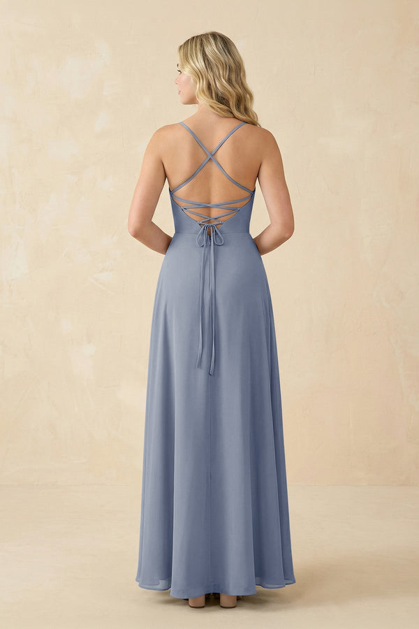 A-Line Chiffon Spaghetti Strap Bridesmaid Dress in Twilight - KissProm BRIDESMAID DRESSES