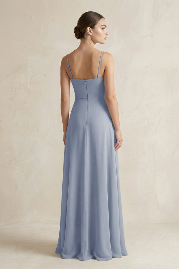 A - Line Chiffon Spaghetti Strap Bridesmaid Dress in Twilight - KissProm Bridesmaid Dresses