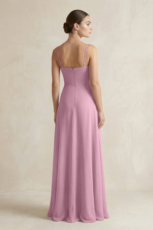 A - Line Chiffon Spaghetti Strap Bridesmaid Dress in Vintage Mauve - KissProm Bridesmaid Dresses