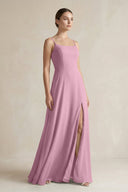 A - Line Chiffon Spaghetti Strap Bridesmaid Dress in Vintage Mauve - KissProm Bridesmaid Dresses
