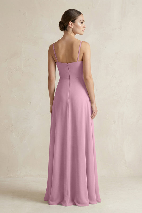 A - Line Chiffon Spaghetti Strap Bridesmaid Dress in Vintage Mauve - KissProm Bridesmaid Dresses