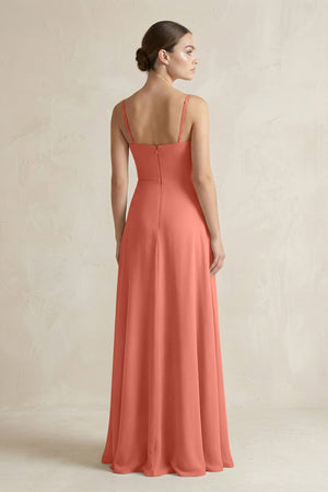 A - Line Chiffon Spaghetti Strap Bridesmaid Dress in Wild Rose - KissProm Bridesmaid Dresses