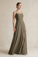A - Line Chiffon Spaghetti Strap Bridesmaid Dress in Willow Green - KissProm Bridesmaid Dresses