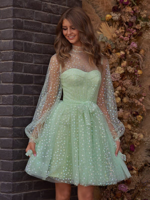 Gemma | A-Line Corset Homecoming Dress with Sleeves