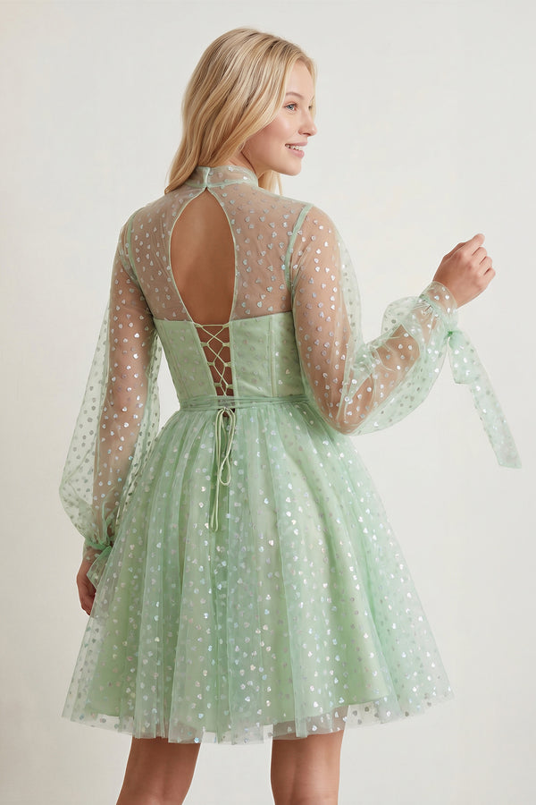 Gemma | A-Line Corset Homecoming Dress with Sleeves