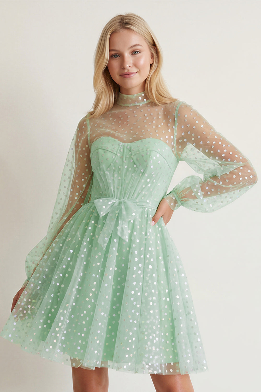 Gemma | A-Line Corset Homecoming Dress with Sleeves