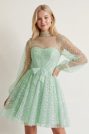 Gemma | A-Line Corset Homecoming Dress with Sleeves