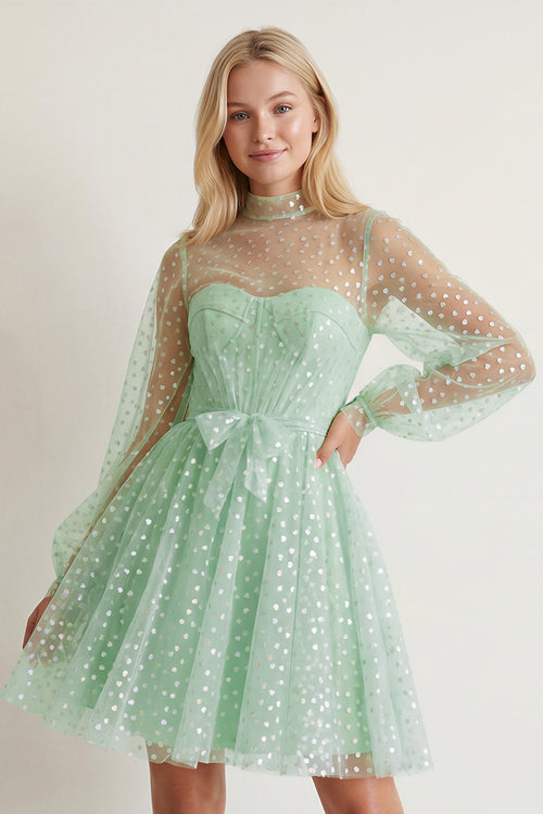 Gemma | A-Line Corset Homecoming Dress with Sleeves