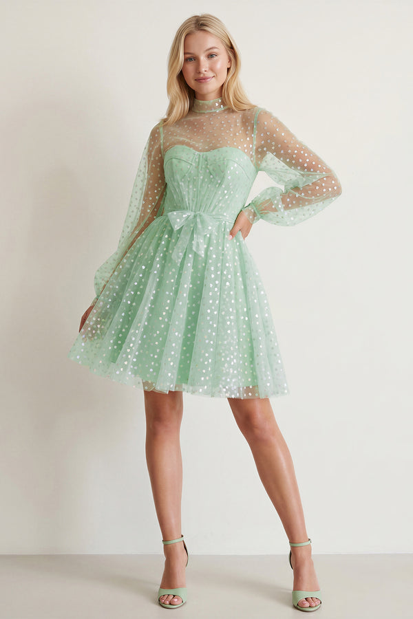 Gemma | A-Line Corset Homecoming Dress with Sleeves