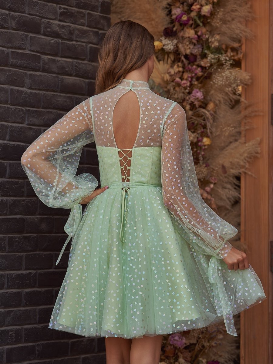 Gemma | A-Line Corset Homecoming Dress with Sleeves