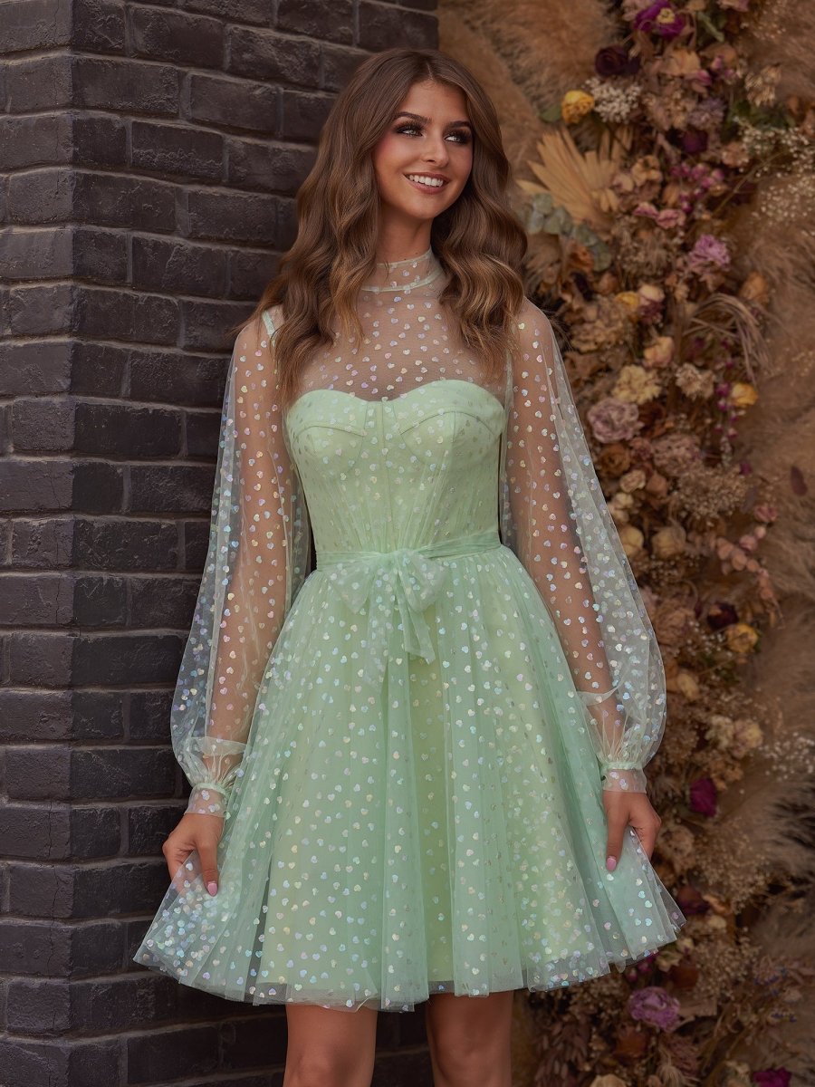 Gemma | A-Line Corset Homecoming Dress with Sleeves