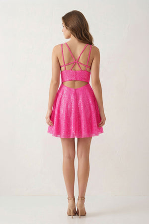 A-Line Double Straps Sequins Homecoming Dress - KissProm