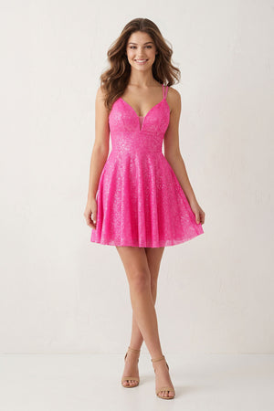A-Line Double Straps Sequins Homecoming Dress - KissProm
