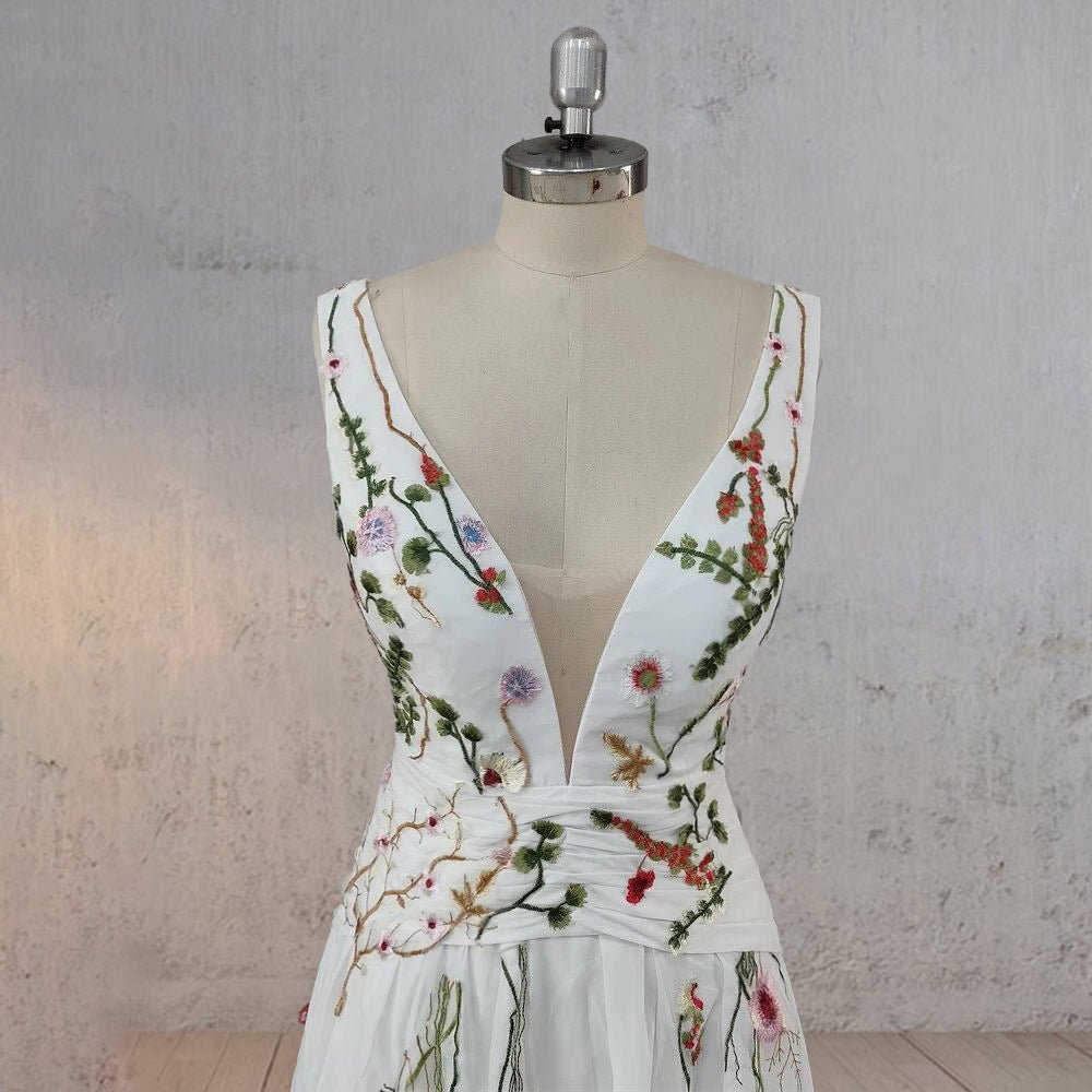 A-Line Flower Appliqued Majesty Wedding Dress