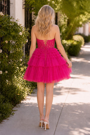A-Line Sweetheart Lace Short Homecoming Dress-KissProm