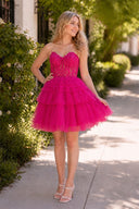 A-Line Sweetheart Lace Short Homecoming Dress-KissProm